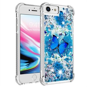 For iPhone SE (2022)/SE (2020)/6 4.7 inch/7 4.7 inch/8 4.7 inch YB Quicksand Series-2 Reinforced Corner Pattern Printing Glitter TPU Phone Case Cover