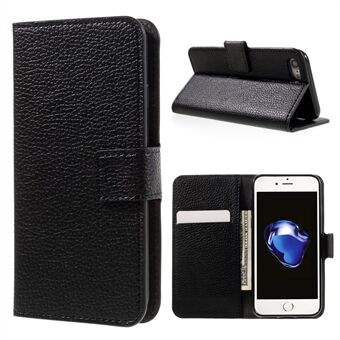 Litchi Skin Leather Wallet Stand Case voor iPhone 7/8/SE (2020)/SE (2022) - Zwart