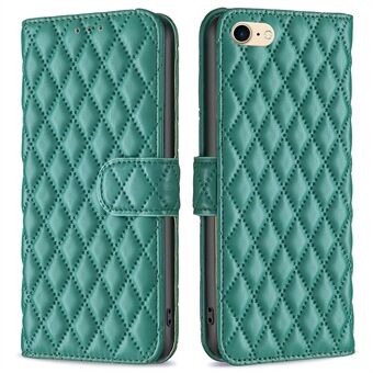 BINFEN KLEUR Voor iPhone 7 / iPhone 8 / iPhone SE 2020/2022 BF Style-14 Bedrukt Rhombus Case Horizontale Stand Matte PU Lederen Portemonnee Cover