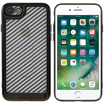 Voor iPhone 7/8 4.7 inch/SE (2020)/SE (2022) Zachte TPU Carbon Fiber Textuur Beschermhoes Galvaniseren Scratch Telefoon Shell