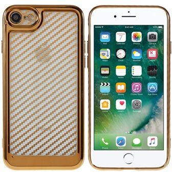 Voor iPhone 7/8 4.7 inch/SE (2020)/SE (2022) Zachte TPU Carbon Fiber Textuur Beschermhoes Galvaniseren Scratch Telefoon Shell