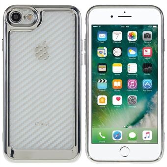 Voor iPhone 7/8 4.7 inch/SE (2020)/SE (2022) Zachte TPU Carbon Fiber Textuur Beschermhoes Galvaniseren Scratch Telefoon Shell