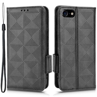 Voor iPhone 7/8 4,7 inch / SE (2020) / SE (2022) Portemonneestandaardontwerp PU-leer Anti- Stand Driehoekpatroon Bedrukte flip-telefoonschaal met riem