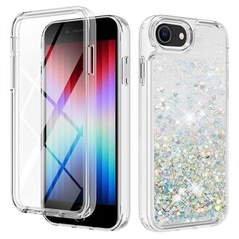 YB Quicksand Series-9 voor iPhone SE (2022) / (2020) / 7 / 8 4,7 inch Liquid Glitter Pailletten Volledige dekking TPU-hoes Telefoonhoes met PET-schermbeschermer