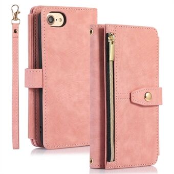 Voor iPhone 7 / 8 4,7 inch / SE (2020) / SE (2022) Ritsvak Meerdere kaartsleuven PU lederen hoes Stand Portemonnee Folio Flip Telefoonhoes