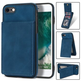 Voor iPhone 7 / 8 / SE (2020) / SE (2022) Schokbestendig Effen Kleur Verticale Flip Kickstand Telefoon Case RFID Blocking PU Leather Coated TPU Shell met meerdere kaartsleuven