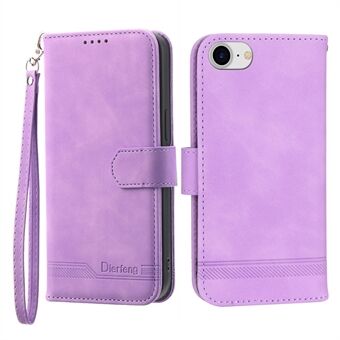 DIERFENG DF-03 telefoonhoes voor iPhone 7 / iPhone 8 / iPhone SE 2020/2022, lijnen bedrukt lederen beschermende telefoonhoes Stand