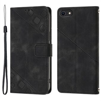 PT005 YB Imprinting Series-6 lederen hoes voor iPhone 7 / 8 / SE (2020) / SE (2022) Anti- Scratch Flip Stand Wallet Cover