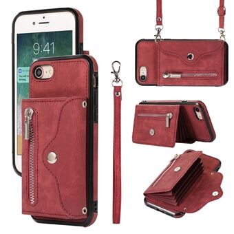 Voor iPhone 7 / 8 / SE (2020) / SE (2022) RFID-blokkeerkaart Tas Telefoonhoes Standaard PU-leer + TPU-hoes