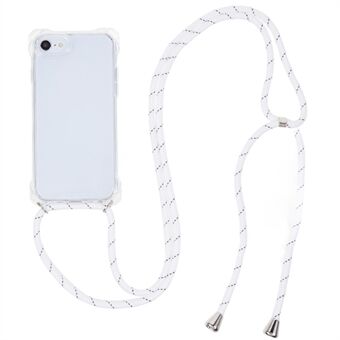 Voor iPhone 7 / 8 / SE (2020) / SE (2022) Drop-proof Telefoonhoes Transparant Acryl Achterkant + TPU Telefoonhoes met Lanyard