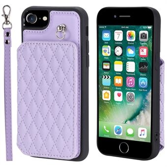 Style 008 telefoonhoes voor iPhone 6 / 6s / 7 / 8 / SE (2020) / SE (2022), PU-leer + TPU RFID-blokkering, valbestendige standaard met polsband