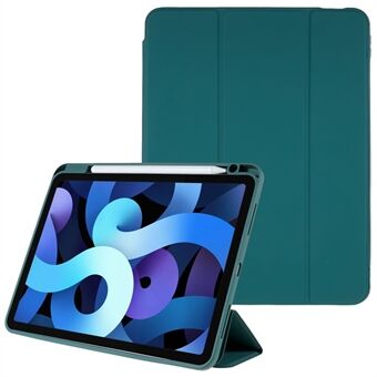 For iPad Air (2022)/(2020) Magnetic Detachable Skin-touch PU Leather Tablet Case with Trifold Stand and Camera Lens Frame