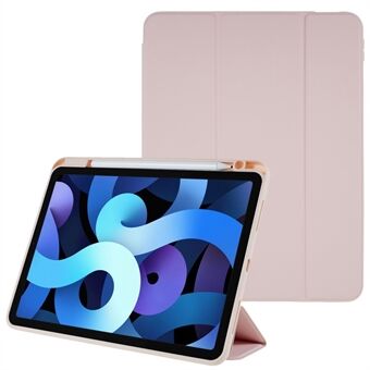 For iPad Air (2022)/(2020) Magnetic Detachable Skin-touch PU Leather Tablet Case with Trifold Stand and Camera Lens Frame