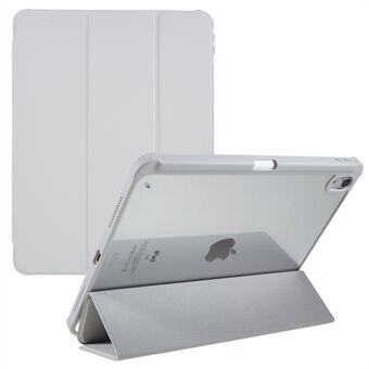 Voor iPad Air (2022)/(2020) PU Leer + TPU + Acryl Transparante Back Tablet Beschermhoes Tri-fold Stand Anti-drop Cover