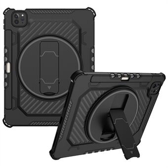 Voor iPad Pro 11 (2022) / (2021) / (2020) / (2018) / iPad Air (2022) / (2020) Type-B Helm Tablet Anti-drop Case 360-graden draaibare standaard pc + TPU schokbestendige hoes - zwart