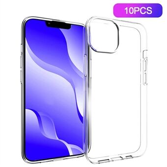 10 stks/pak mobiel hoesje voor iPhone 14 6.1 inch, precieze uitsparingen doorzichtige TPU binnenste watermerkvrije telefoonhoes