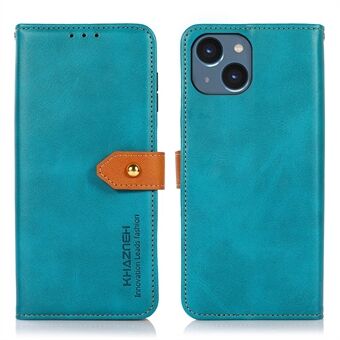 KHAZNEH voor iPhone 14 6.1 inch Beschermhoes Shockproof Stand Cover Dual Color Leather Folio Flip Wallet Phone Case met Gesp