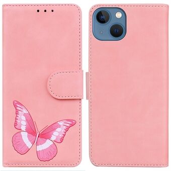 Voor iPhone 14 6.1 inch Vlinder Patroon Afdrukken Magnetische Boek Wallet Case Skin-touch Gevoel PU Lederen Stand Flip Cover: