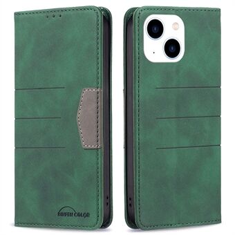 BINFEN COLOR BF Leather Series-1 voor iPhone 14 6,1 inch Anti- Scratch Splicing Telefoon Cover 10 Stijl Stand Portemonnee Schokbestendig PU Leer Magnetische Mobiele Telefoon Case Auto-absorberende Cover