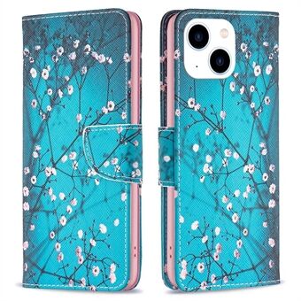 BF Patroon Afdrukken Leer Serie-1 voor iPhone 14 6.1 inch Stand Telefoon Cover PU Leer TPU Folio Flip Wallet Case