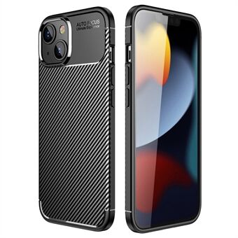 Voor iPhone 14 6.1 inch Carbon Fiber Textuur Schokbestendige Cover Soft TPU Comfortabele Grip Telefoon Case: