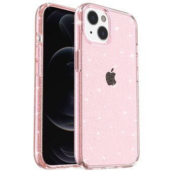 Shiny glitterpoeder telefoonhoesje voor iPhone 14 6.1 inch, schokbestendig zacht TPU + harde pc-beschermhoes