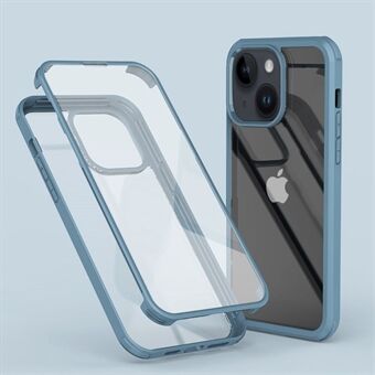 Voor iPhone 14 HD Helder Anti-shock Telefoonhoesje Afneembaar 2-in-1 Dubbelzijdig Gehard Glas Scratch Telefoonhoesje