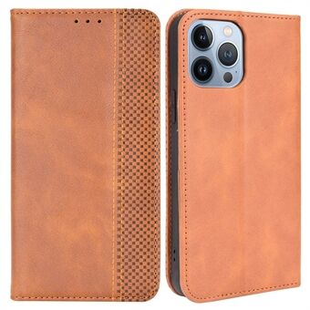 Voor iPhone 14 6.1 inch Portemonnee Stand Retro Textuur Lederen Case Magnetische Auto Sluiting Slijtvaste Telefoon Cover: