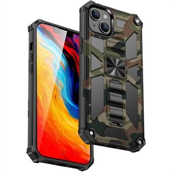 Voor iPhone 14 6.1 inch Militaire Camouflage Kickstand Telefoon Case PC + TPU Goed Bescherming Anti-val Mobiel Cover: