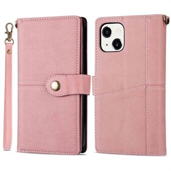 Voor iPhone 14 6.1 inch Meerdere Kaartsleuven Portemonnee Retro Stijl PU Lederen Telefoon Case Ondersteunende Stand Mobiele Telefoon Shell: