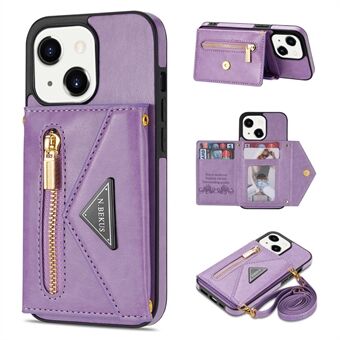 N.BEKUS Telefoon Portemonnee Hoesje voor iPhone 14 6.1 inch, Anti-val PU Leer Gecoate TPU Achterkant Kaarthouder Kickstand met Riem