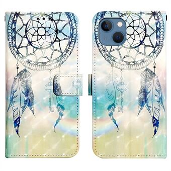 Voor iPhone 14 6.1 inch YB Patroon Afdrukken Leer Serie-2 3D Patroon Opvouwbare Stand Ontwerp PU Lederen Case Folio Flip 360 Graden Bescherming Shell met Portemonnee