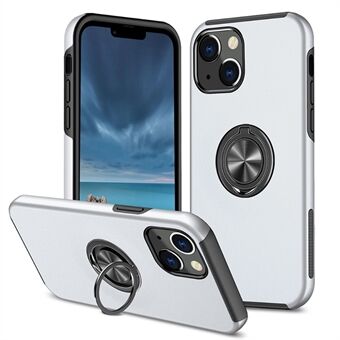 Voor iPhone 14 6,1 inch Harde pc + zachte TPU Dual Layer Protection Case Ring Car Mount Kickstand Beschermende telefoonhoes