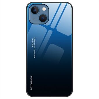 Kleurverloop Design Case voor iPhone 14 6.1 inch, Gehard Glas + PC + TPU Goed beschermd Anti-slijtage Mobiele Telefoon Shell