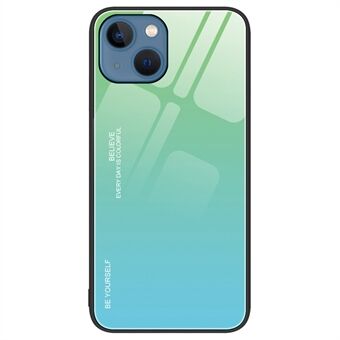 Kleurverloop Design Case voor iPhone 14 6.1 inch, Gehard Glas + PC + TPU Goed beschermd Anti-slijtage Mobiele Telefoon Shell