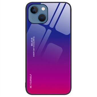 Kleurverloop Design Case voor iPhone 14 6.1 inch, Gehard Glas + PC + TPU Goed beschermd Anti-slijtage Mobiele Telefoon Shell