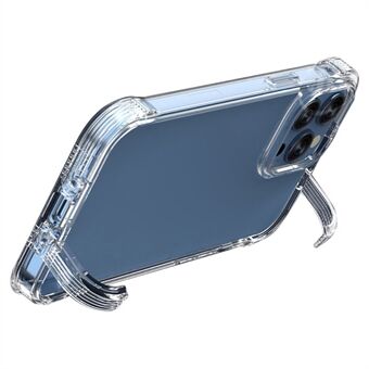 Voor iPhone 14 6.1 inch Anti-vingerafdruk Plastic TPU Telefoon Case Clear Verborgen Kickstand Telefoon Achterkant: