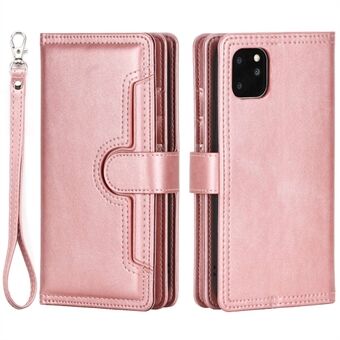 Voor iPhone 14 6.1 inch Portemonnee Flip Telefoon Cover Split Leer Meerdere Kaartsleuven Magnetische Sluiting Stand Cover met Handriem