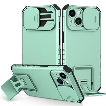 Voor iPhone 14 6.1 inch Stofdichte Mobiele Telefoon Cover Kickstand PC + TPU Slide Camera Bescherming Anti- Scratch Telefoon Case: