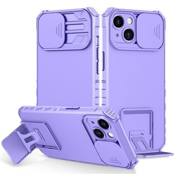 Voor iPhone 14 6.1 inch Stofdichte Mobiele Telefoon Cover Kickstand PC + TPU Slide Camera Bescherming Anti- Scratch Telefoon Case: