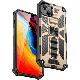 Voor iPhone 14 6.1 inch Schokbestendige TPU + PC Case Hybrid Impact Militaire beschermhoes met standaard