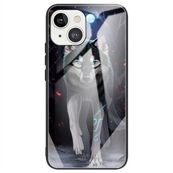 Patroonafdruk telefoonhoes voor iPhone 14 6,1 inch, valbestendig gehard glas + TPU-beschermhoes