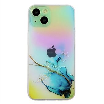 Voor iPhone 14 6.1 inch Laser Embossing Marmer Patroon Stijlvolle Telefoon Cover Flexibele TPU Beschermhoes: