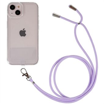 Transparante telefoonhoes voor iPhone 14 6,1 inch, anti- Scratch TPU-achterkant met lange lanyard