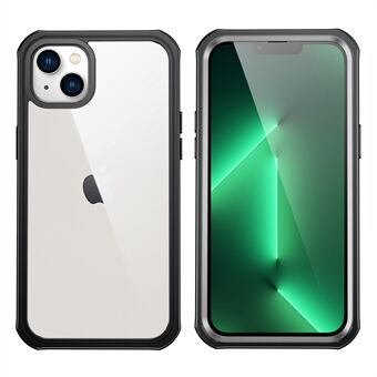 Voor iPhone 14 6.1 inch schokbestendig telefoonhoesje Harde pc + zachte TPU hybride hoes met schermbeschermer van gehard glas