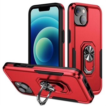 Defender Series voor iPhone 14 6,1 inch Ring Kickstand Telefoon Valbestendige Case PC + TPU Hybrid Back Cover