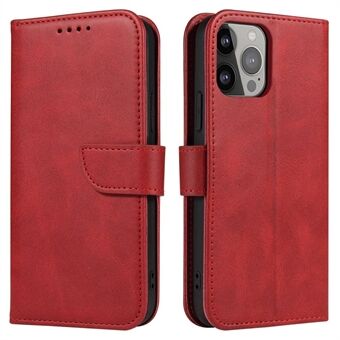 Voor iPhone 14 6.1 inch Anti-val Kalf Textuur Telefoon Cover PU Lederen Mobiele Telefoon Flip Wallet Stand Case met Magnetische Gesp