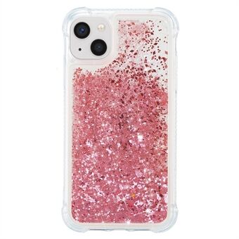 Voor iPhone 14 6.1 inch Drijfzand Vloeiende Bewegende Bling Glitter Case Zachte TPU Kussen Versterkte Hoeken Cover:
