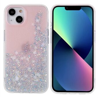 DFANS Voor iPhone 14 6.1 inch Shockproof Case Sneeuwvlok Glitter Decoratie Telefoon Cover PC + TPU Hybrid Anti-val Case