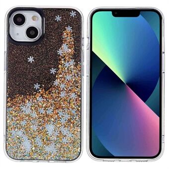 DFANS Voor iPhone 14 6.1 inch Shockproof Case Sneeuwvlok Glitter Decoratie Telefoon Cover PC + TPU Hybrid Anti-val Case